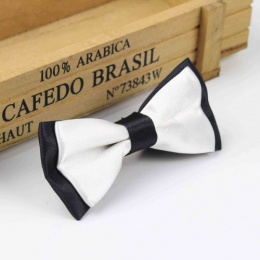 Boys Black & White Satin Bow Tie with Adjustable Strap